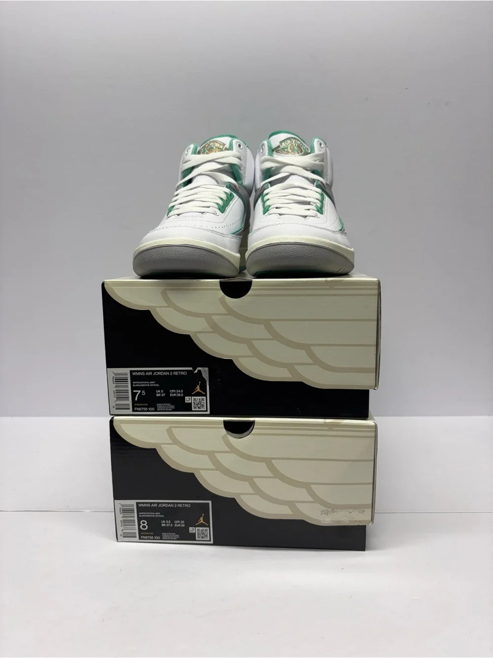 Jordan High-Top Sneakers in White, Gray and Green